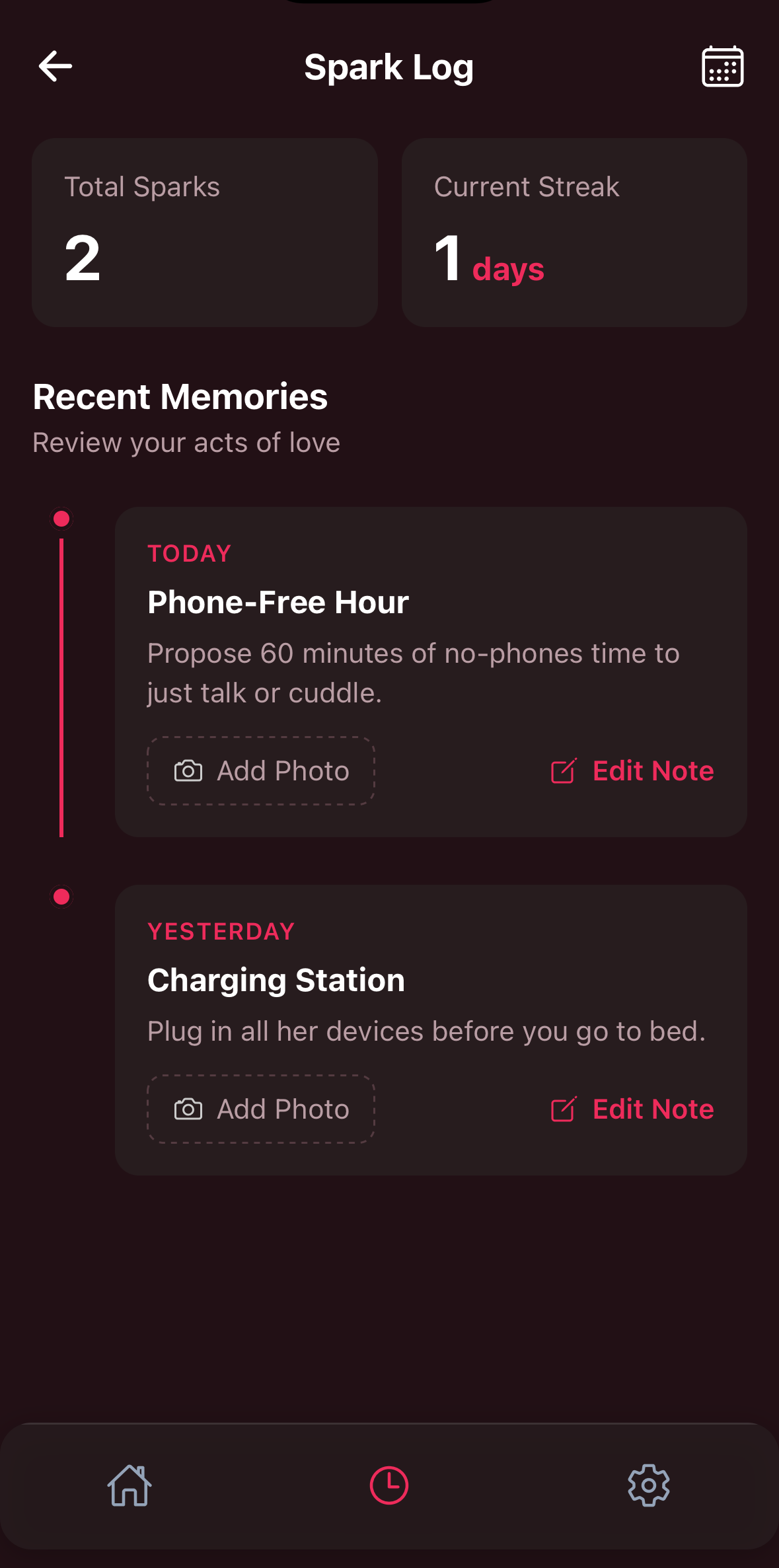 Spark history showing completed activities and progress